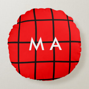 Simple monogram add your name letter man minimal t round cushion