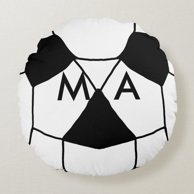 Simple monogram add your name letter man minimal t round cushion (Front)