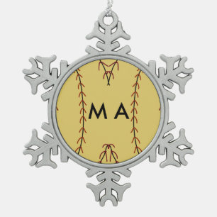 Simple monogram add your name letter man minimal t snowflake pewter christmas ornament