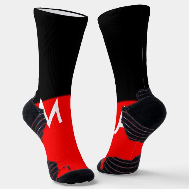 Simple monogram add your name letter man minimal t socks (Angled)