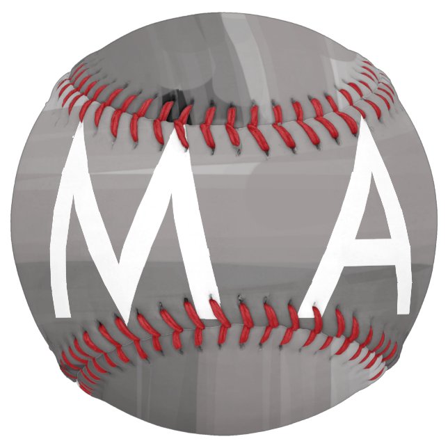 Simple monogram add your name letter man minimal t softball (Front)