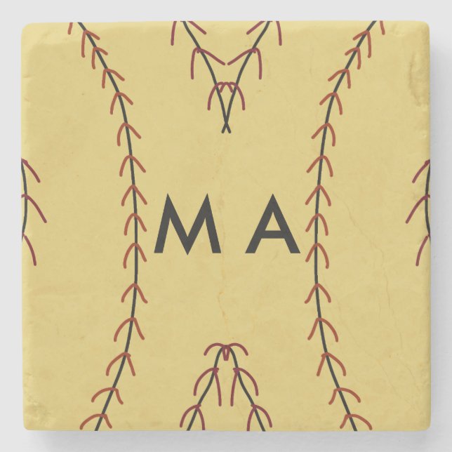 Simple monogram add your name letter man minimal t stone coaster (Front)