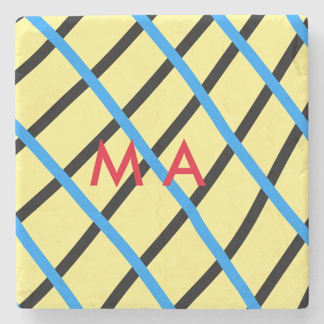 Simple monogram add your name letter man minimal t stone coaster (Front)