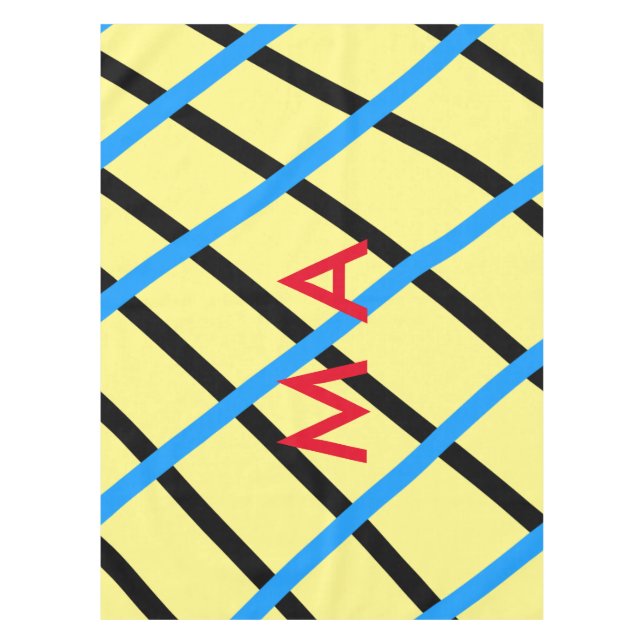 Simple monogram add your name letter man minimal t tablecloth (Front)