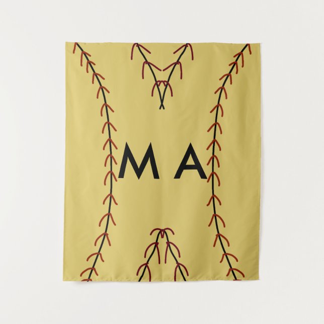 Simple monogram add your name letter man minimal t tapestry (Front)
