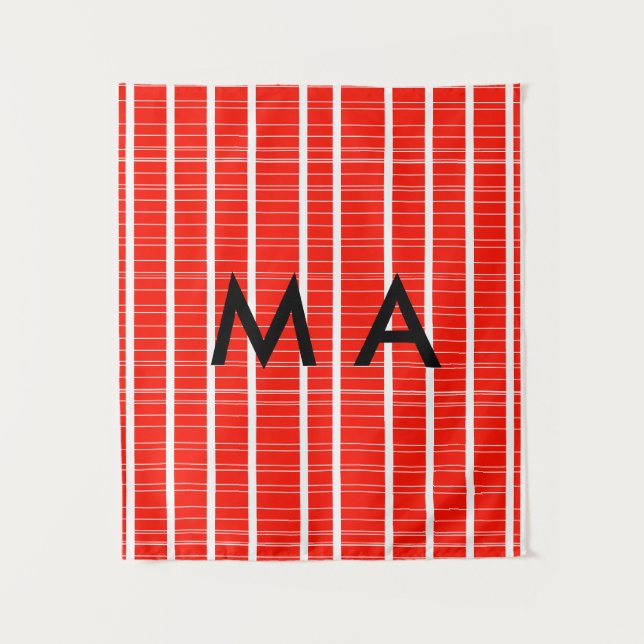 Simple monogram add your name letter man minimal t tapestry (Front)