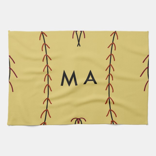 Simple monogram add your name letter man minimal t tea towel (Horizontal)