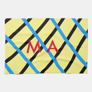 Simple monogram add your name letter man minimal t tea towel