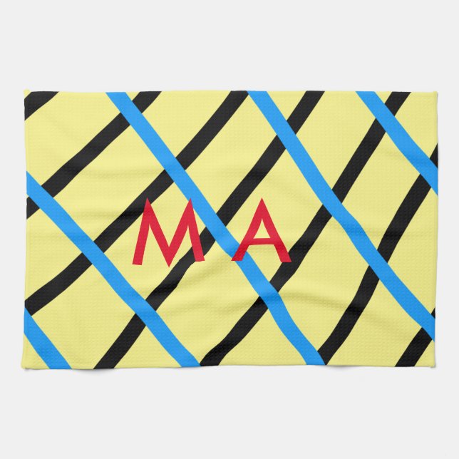 Simple monogram add your name letter man minimal t tea towel (Horizontal)