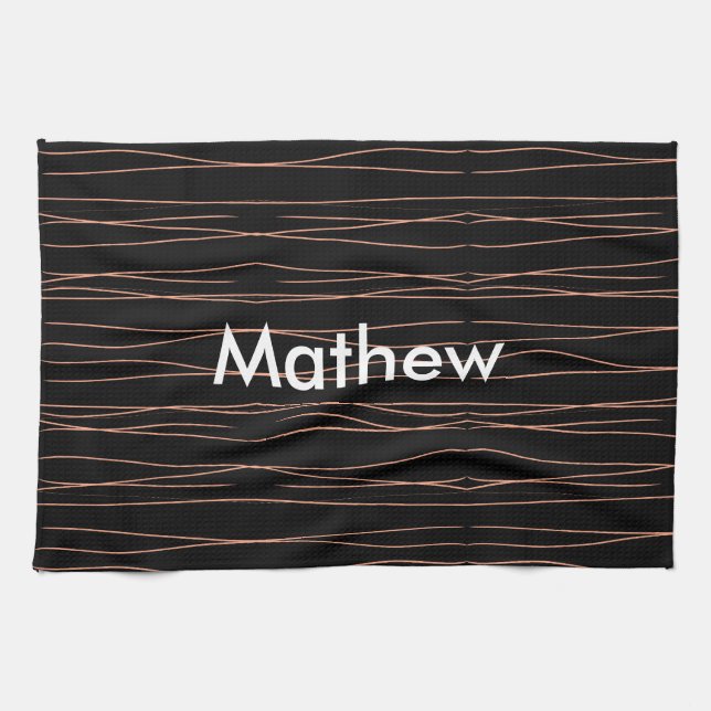 Simple monogram add your name letter man minimal t tea towel (Horizontal)