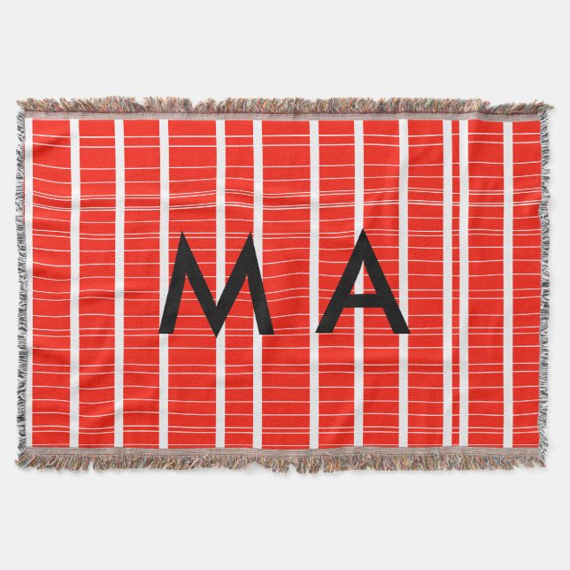 Simple monogram add your name letter man minimal t throw blanket (Front)