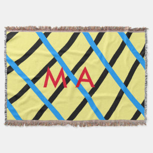 Simple monogram add your name letter man minimal t throw blanket