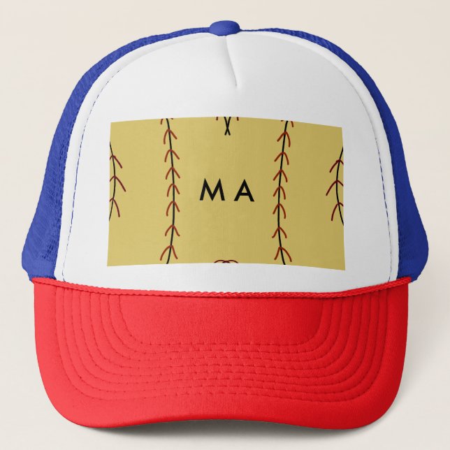 Simple monogram add your name letter man minimal t trucker hat (Front)