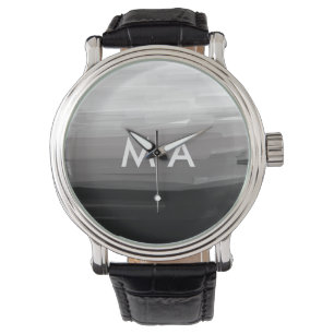 Simple monogram add your name letter man minimal t watch