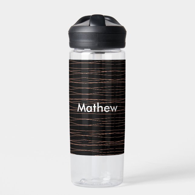 Simple monogram add your name letter man minimal t water bottle (Front)