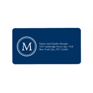 Simple Monogram Address Labels Customisable Colour