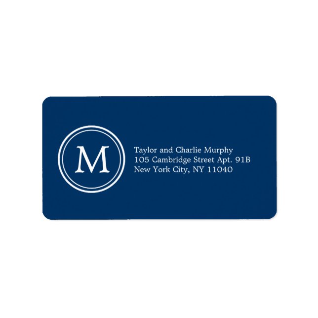 Simple Monogram Address Labels Customisable Colour (Front)