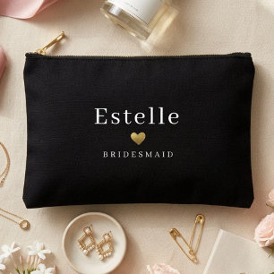 Simple Monogram and Gold Heart Accessory Pouch