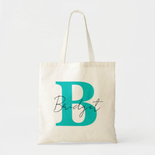 Simple Monogram and Name Modern Calligraphy Tote Bag