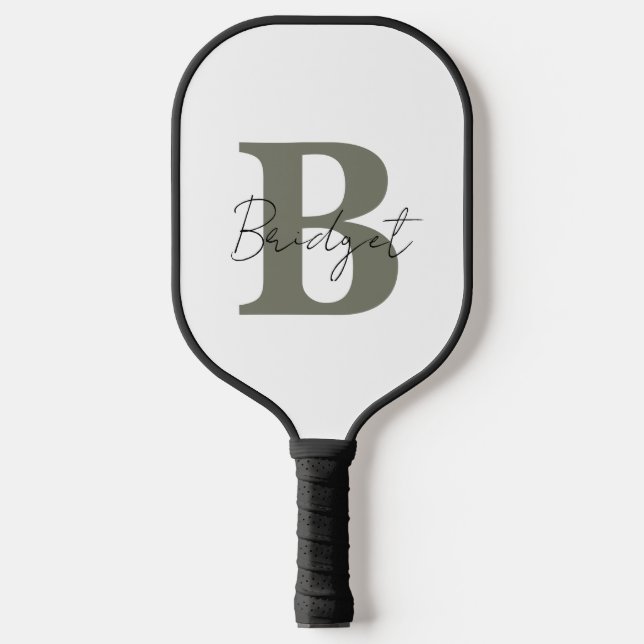 Simple Monogram and Name Modern Customisable  Pickleball Paddle (Front)