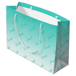 Simple Monogram   Aqua Ombre Large Gift Bag