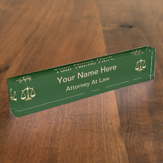 Simple Monogram Attorney Name Plate (Side)