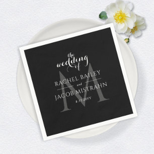 Simple Monogram B&W Photo Wedding Reception Napkin