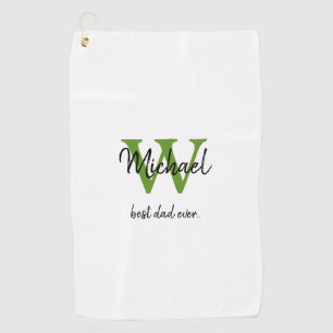 Simple Monogram Best Dad Ever First Name  Golf Towel