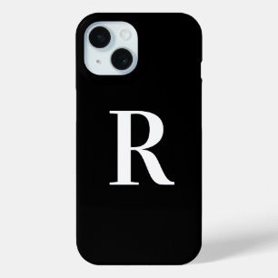 Simple Monogram Black and White iPhone 15 Case