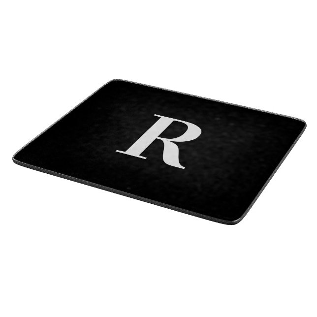 Simple Monogram Black and White Cutting Board (Corner)