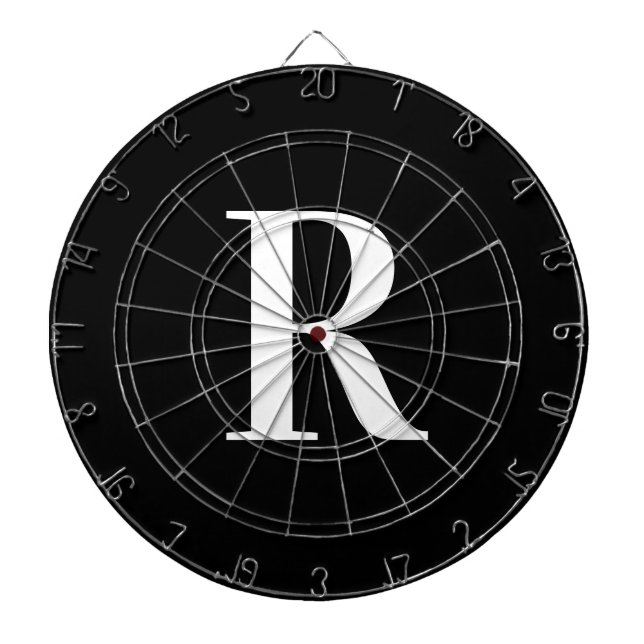 Simple Monogram Black and White Dartboard (Front)