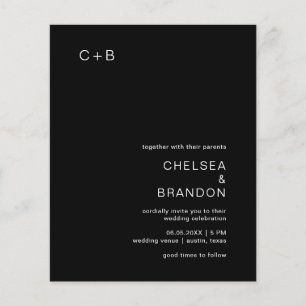 Simple Monogram Black Budget Wedding Invitation