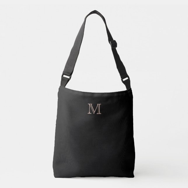 Simple Monogram Black Crossbody Bag (Front)