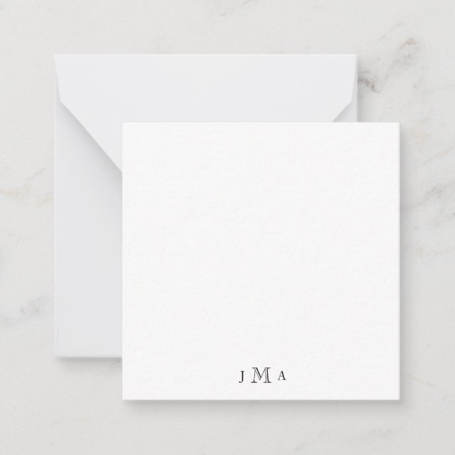 Simple Monogram Blank Note Card. Card (Front)