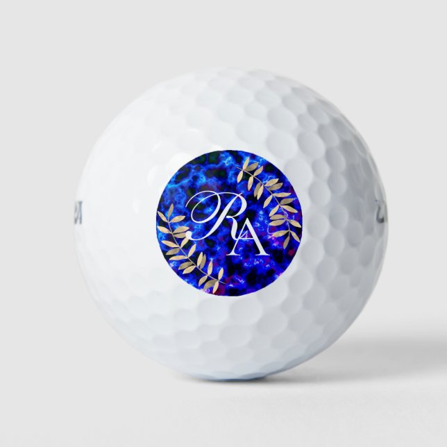 Simple Monogram Blue Golf Balls (Front)