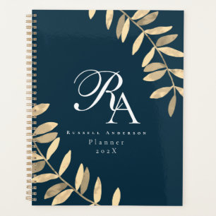 Simple Monogram Blue Planner