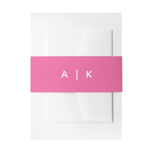 Simple monogram bright pink invitation belly band