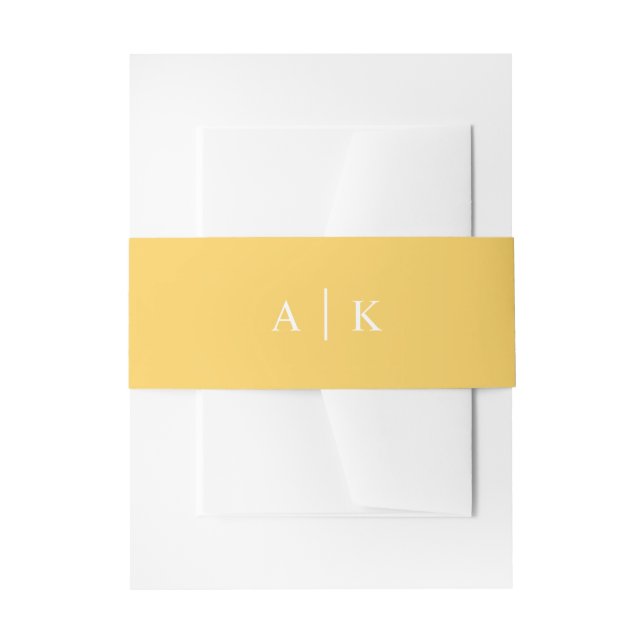 Simple monogram bright yellow invitation belly band (Front Example)