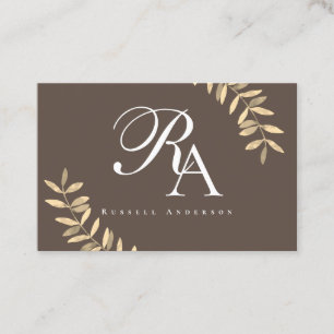 Simple Monogram Brown Business Card