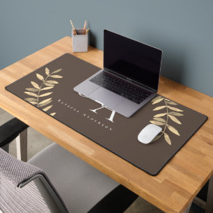 Simple Monogram Brown Desk Mat