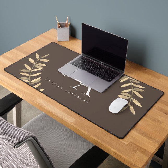 Simple Monogram Brown Desk Mat (Office 2)