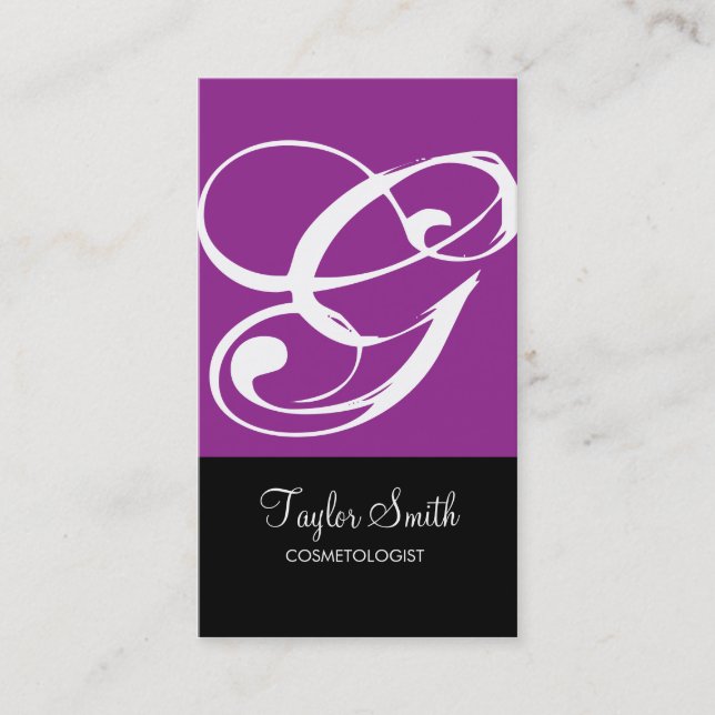 Simple Monogram Business Card (Purple) (Front)