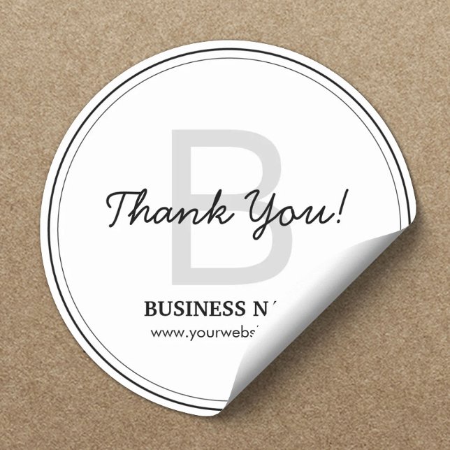 Simple Monogram Business Thank You Stickers (Creator Uploaded)