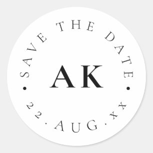 Simple Monogram Circle Modern Minimalist Font Classic Round Sticker