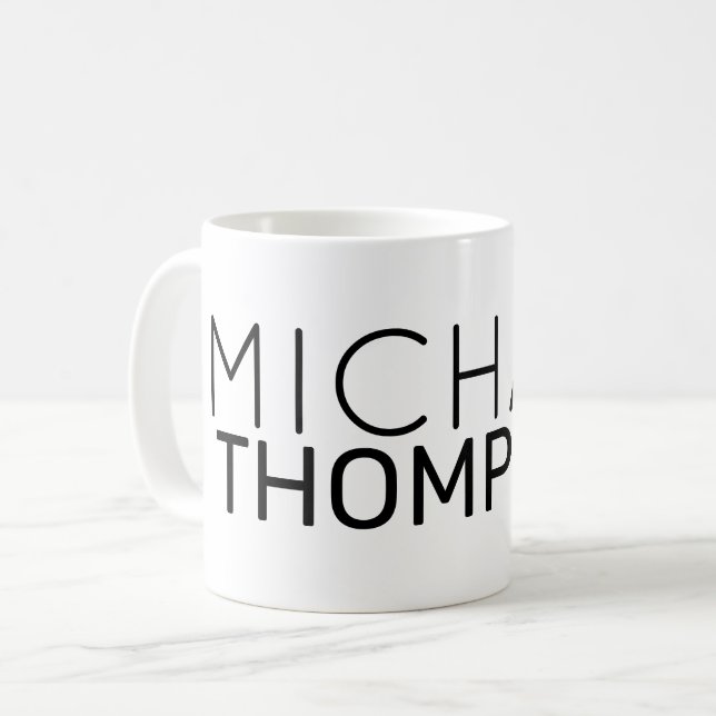simple monogram clear and clean white-mug coffee mug (Front Left)