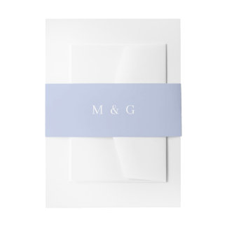 Simple Monogram Cornflower Blue Wedding Invitatio Invitation Belly Band