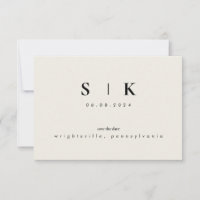 Simple Monogram Cream Save the Date