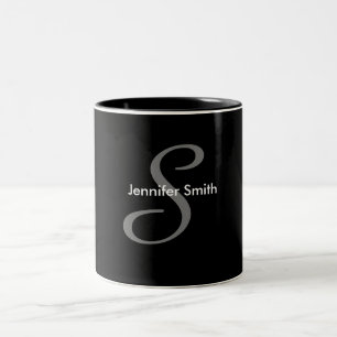 Simple Monogram Design Two-Tone Coffee Mug