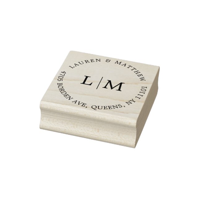 Simple Monogram Elegant Wedding Rubber Stamp (Stamp)
