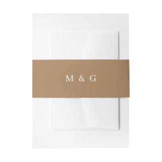 Simple Monogram Fall Brown Wedding Invitation Belly Band